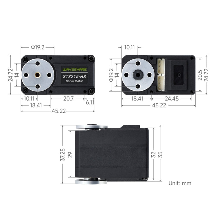Waveshare 25127 20kg.Cm 106PRM High Speed Bus Servo Motor(ST3215-HS) - free shipping - PMC TechLife - Order now!