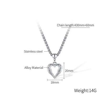 OPK GX2410 Personalized Vintage Feather Heart Alloy Pendant Steel Necklace - Necklaces & Pendants by OPK | Online Shopping South Africa | PMC Jewellery | Buy Now Pay Later Mobicred