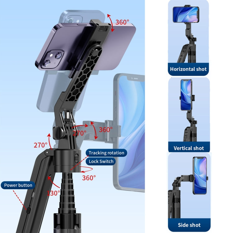 1.8m Smart Face Tracking Selfie Stick 4-axis Anti-shake Tripod with Remote Control Without Fill Light - Selfie Sticks by PMC Jewellery | Online Shopping South Africa | PMC Jewellery | Buy Now Pay Later Mobicred