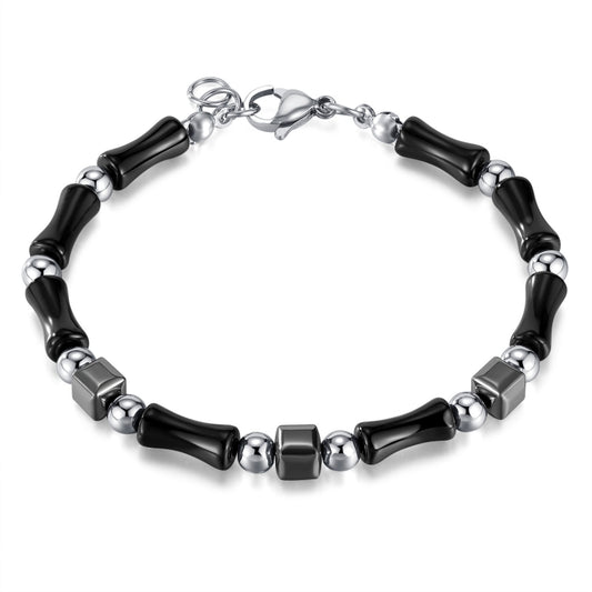 OPK GS1563 Simple Stainless Steel Ink Style Bamboo Patchwork Bracelet - Bracelets by OPK | Online Shopping South Africa | PMC Jewellery | Buy Now Pay Later Mobicred