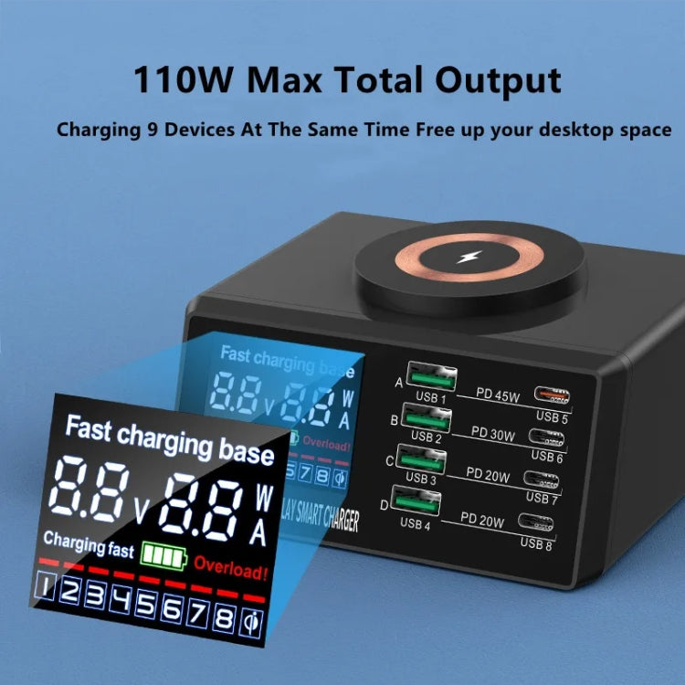 X9M 9-in-1 110W USB+PD Smart Multi-ports QI Magnetic Wireless Charger, Spec: White AU Plug - Multifunction Charger by PMC Jewellery | Online Shopping South Africa | PMC Jewellery | Buy Now Pay Later Mobicred