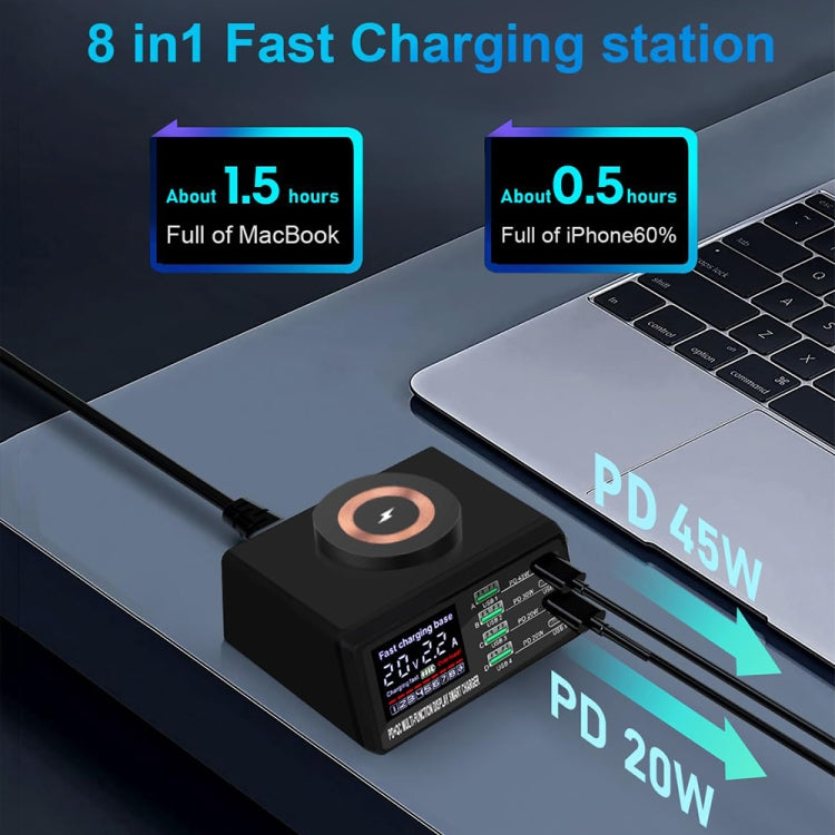 X9M 9-in-1 110W USB+PD Smart Multi-ports QI Magnetic Wireless Charger, Spec: Black EU Plug - Multifunction Charger by PMC Jewellery | Online Shopping South Africa | PMC Jewellery | Buy Now Pay Later Mobicred