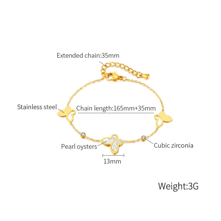 OPK GS1568 Stainless Steel Personalized Hollow Butterfly Zirconia Bracelet(Gold) - Bracelets by OPK | Online Shopping South Africa | PMC Jewellery | Buy Now Pay Later Mobicred