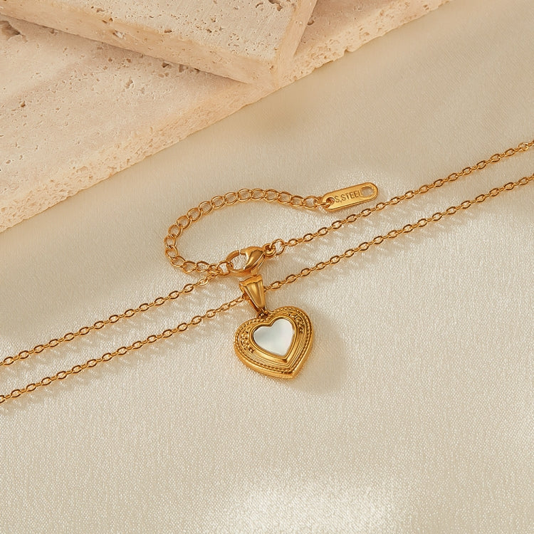 OPK GX2428 Vintage Stainless Steel Peach Heart Pendant Temperament Collarbone Necklace - Necklaces & Pendants by OPK | Online Shopping South Africa | PMC Jewellery | Buy Now Pay Later Mobicred