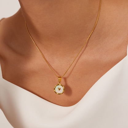 OPK GX2425 Stainless Steel Round Heart Pendant Temperament Collarbone Chain - Necklaces & Pendants by OPK | Online Shopping South Africa | PMC Jewellery | Buy Now Pay Later Mobicred