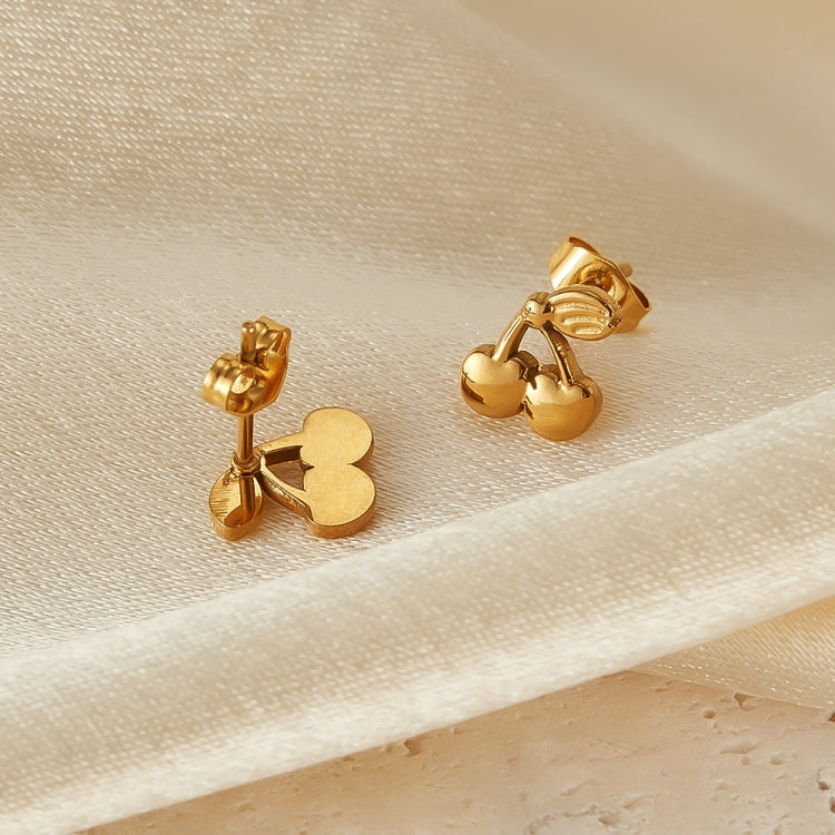 OPK GE943 1pair Stainless Steel Simple Delicate Cherry Earrings(Gold) - Stud Earrings & Earrings by OPK | Online Shopping South Africa | PMC Jewellery | Buy Now Pay Later Mobicred