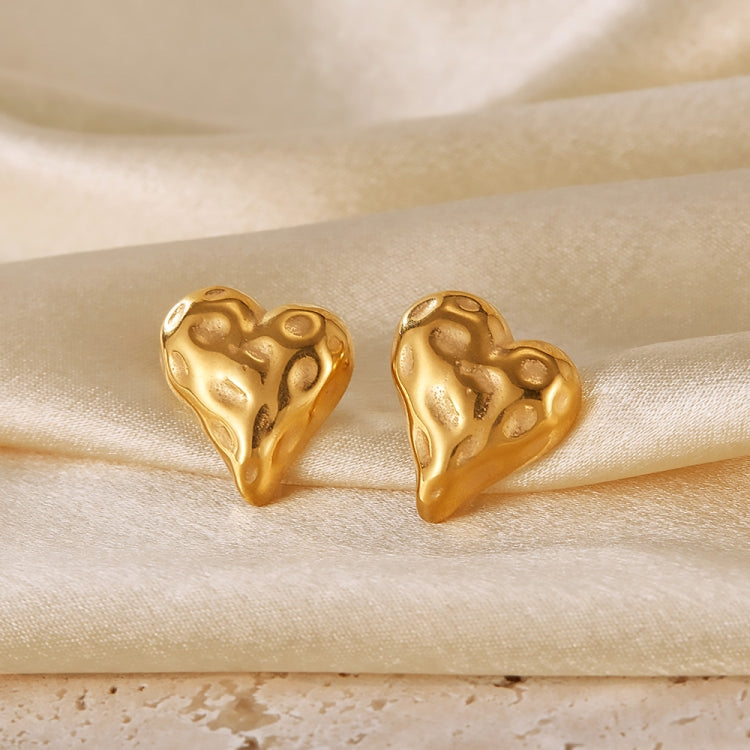 OPK GE937 1pair Stainless Steel Heart Irregular Earrings(Gold) - Stud Earrings & Earrings by OPK | Online Shopping South Africa | PMC Jewellery | Buy Now Pay Later Mobicred