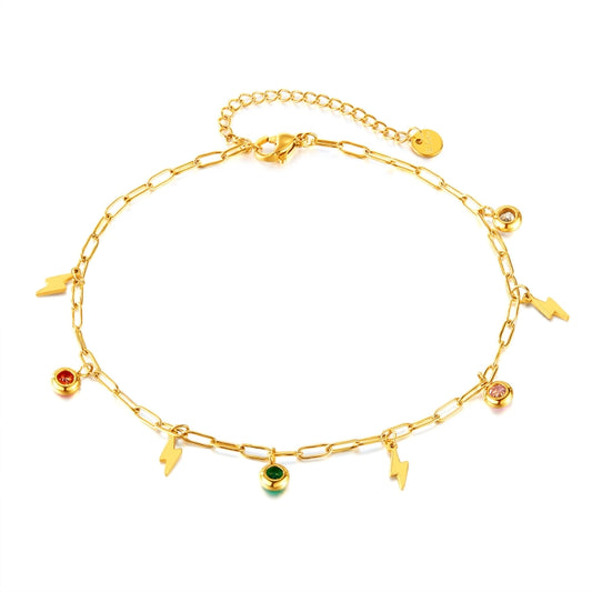 OPK GZ201 Stainless Steel Dopamine Zirconia Flash Small Pendant Anklets(Gold) - Anklets by OPK | Online Shopping South Africa | PMC Jewellery | Buy Now Pay Later Mobicred