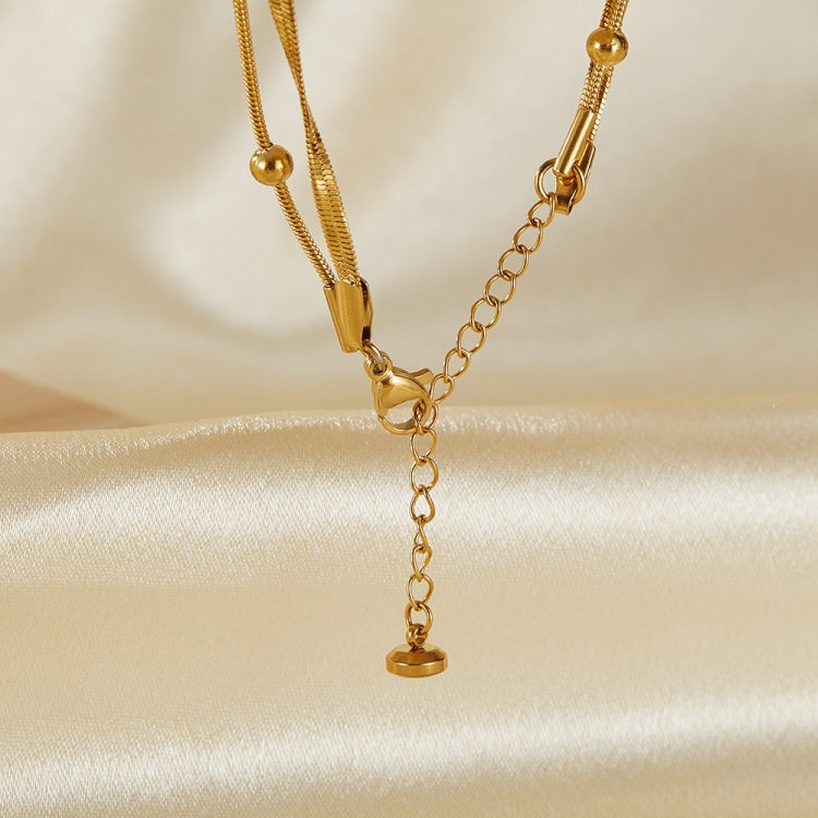 OPK GZ198 Simple Stainless Steel Double Layers Beads Anklets(Gold) - Anklets by OPK | Online Shopping South Africa | PMC Jewellery | Buy Now Pay Later Mobicred