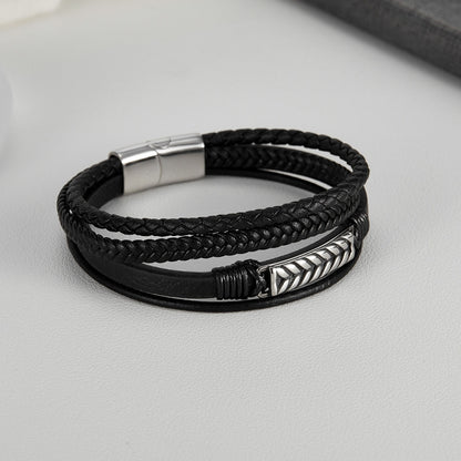 OPK PH1590 Personalized Retro Stainless Steel Multi-Layer Braided Magnetic Buckle Bracelet - Bracelets by OPK | Online Shopping South Africa | PMC Jewellery | Buy Now Pay Later Mobicred