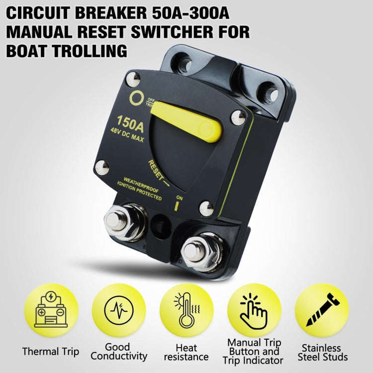 RV Yacht Manual Reset Ignition Protection Fuse Switch With Terminal Accessories, Current: 50A - Fuse by PMC Jewellery | Online Shopping South Africa | PMC Jewellery | Buy Now Pay Later Mobicred