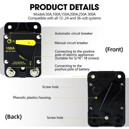 RV Yacht Manual Reset Ignition Protection Fuse Switch With Terminal Accessories, Current: 250A - Fuse by PMC Jewellery | Online Shopping South Africa | PMC Jewellery | Buy Now Pay Later Mobicred