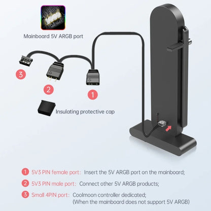 COOLMOON GH3 Pro Computer ARGB Vertical Adjustable Lens Graphics Card Holder, Style: Temperature Display Upgrade White - Caddies & Enclosures by COOLMOON | Online Shopping South Africa | PMC Jewellery | Buy Now Pay Later Mobicred