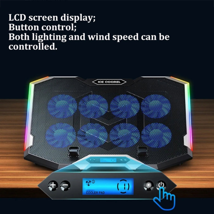 ICE COOREL 8-Fans Adjustable Laptop Stand Radiator With RGB Ambient Light(K10) - Cooling Pads by ICE COOREL | Online Shopping South Africa | PMC Jewellery | Buy Now Pay Later Mobicred