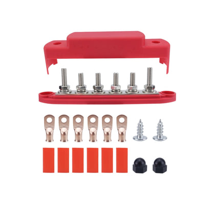 M8 Nylon Base RV Yacht Waterproof Dustproof Cover 6-post Bus Bar, Color: Red With Terminal Heat Shrink Tube - Fuse by PMC Jewellery | Online Shopping South Africa | PMC Jewellery | Buy Now Pay Later Mobicred