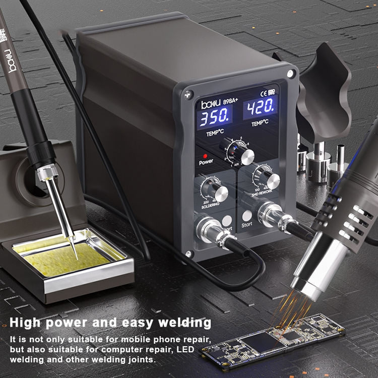 BAKU BA-898A+ 2-In-1 Soldering Station Hot Air Station Adjustable Temperature US Plug 110V - Electric Soldering Iron by BAKU | Online Shopping South Africa | PMC Jewellery | Buy Now Pay Later Mobicred