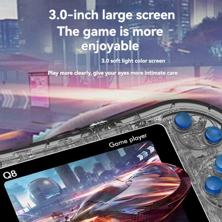 Q8 Handheld Game Console 3.0 Inch Screen Support TV Connection Built In 800 Games Doubles Transparent Blue - Pocket Console by PMC Jewellery | Online Shopping South Africa | PMC Jewellery | Buy Now Pay Later Mobicred