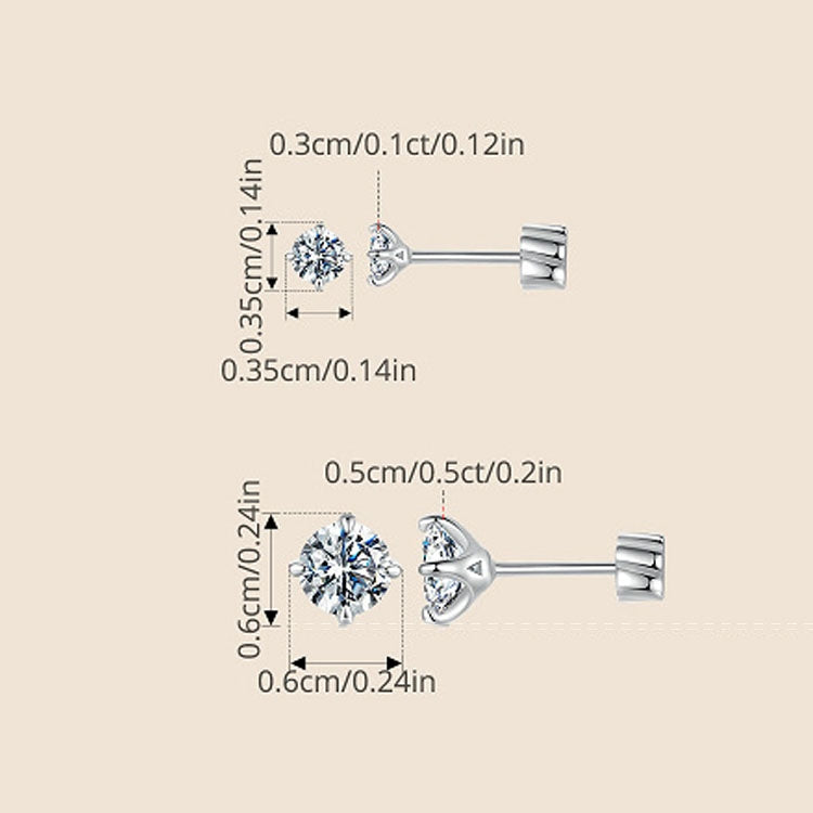 MSE062 S925 Sterling Silver Plated With Platinum Four-Claw Shining Moissanite Earrings, Size: S - Stud Earrings & Earrings by PMC Jewellery | Online Shopping South Africa | PMC Jewellery | Buy Now Pay Later Mobicred