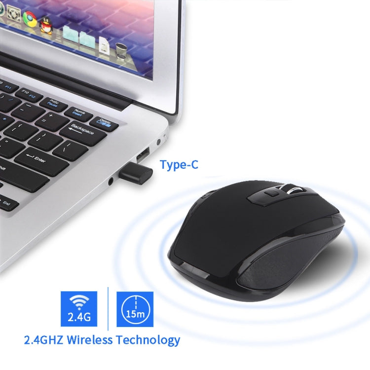 6-Keys Type-C/USB-C Laptop Office Game Silent Wireless Mouse(Black) - Wireless Mice by PMC Jewellery | Online Shopping South Africa | PMC Jewellery | Buy Now Pay Later Mobicred