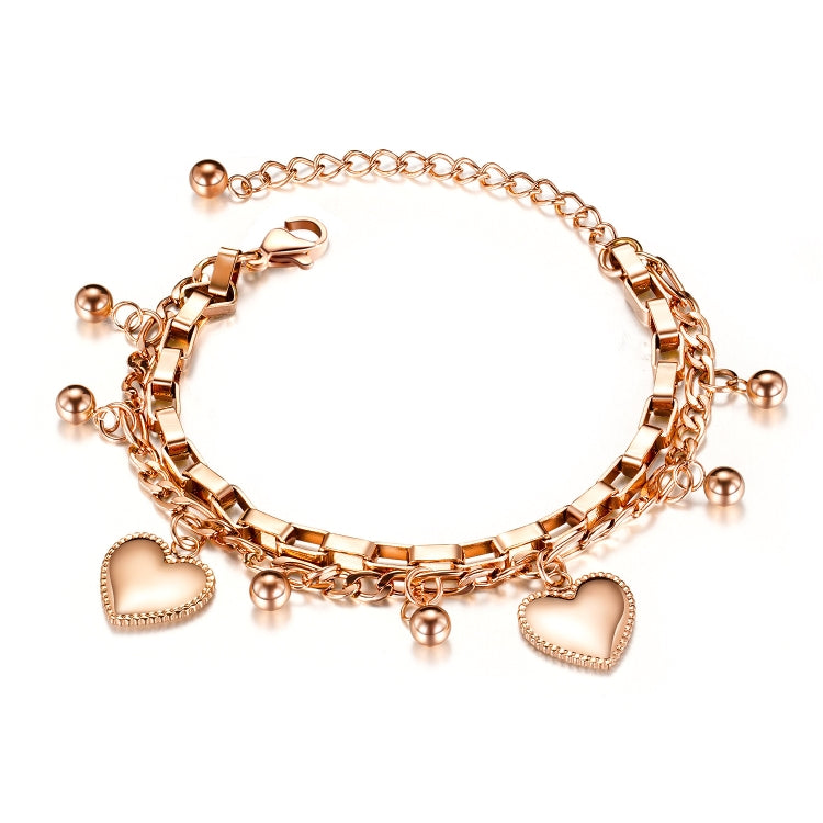 OPK 1038 Multi-layer Stainless Steel Round Bead Love Bracelet, Color: Rose Gold - Bracelets by OPK | Online Shopping South Africa | PMC Jewellery | Buy Now Pay Later Mobicred