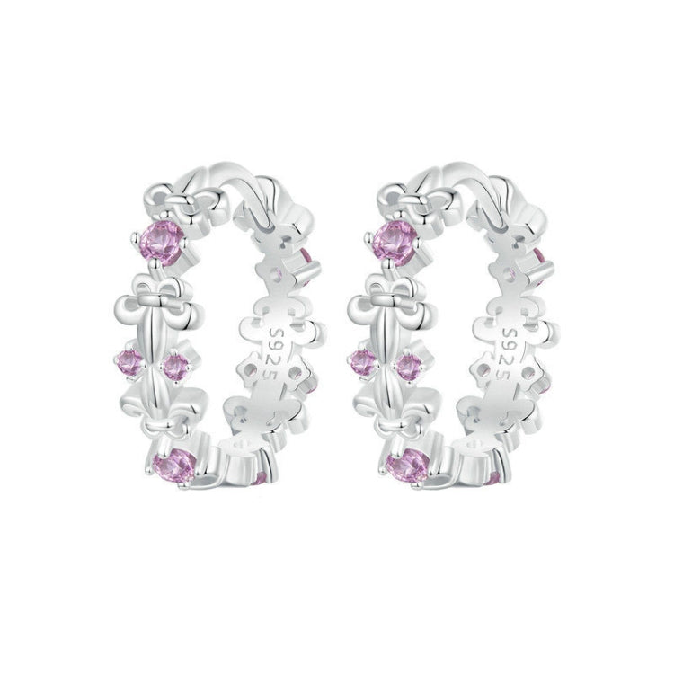 S925 Sterling Silver Platinum-plated Iris Earrings(BSE1046) - Stud Earrings & Earrings by PMC Jewellery | Online Shopping South Africa | PMC Jewellery | Buy Now Pay Later Mobicred