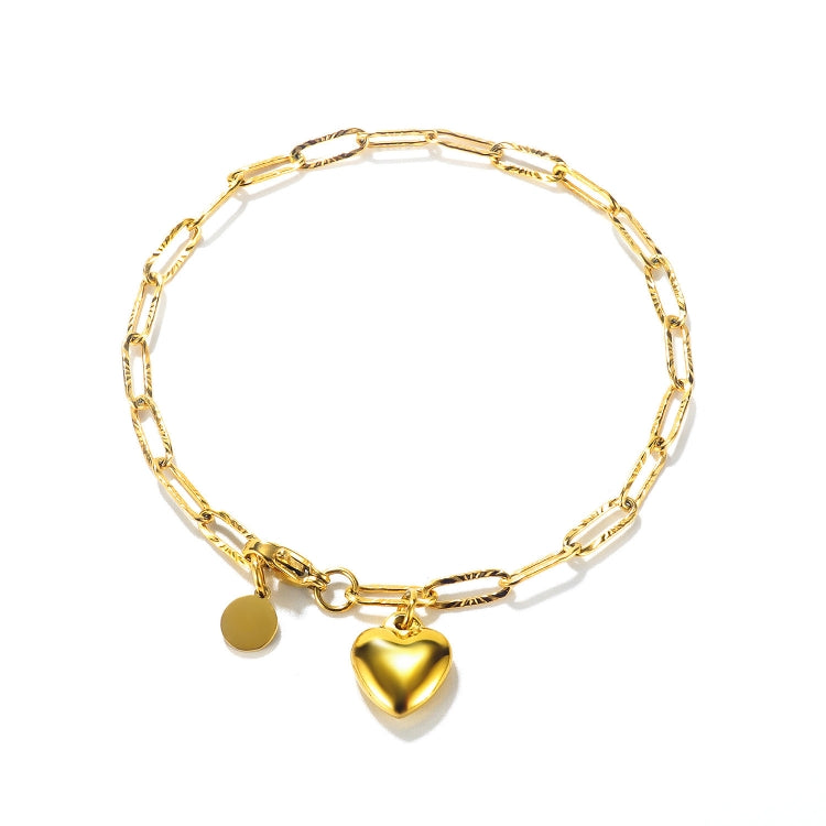 OPK 1161 Cool Style Peach Heart Round Pendant Stainless Steel Bracelet, Color: Gold - Bracelets by OPK | Online Shopping South Africa | PMC Jewellery | Buy Now Pay Later Mobicred