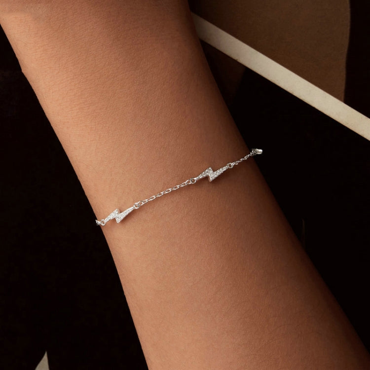 S925 Sterling Silver Platinum-plated Lightning Bracelet(BSB181) - Jewelry Accessories by PMC Jewellery | Online Shopping South Africa | PMC Jewellery | Buy Now Pay Later Mobicred