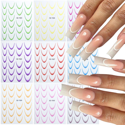 SD-1934 Line Nail Art Stickers Self-Adhesive Gradient Color French Manicure Stickers DIY Nail Tips Decals - Nail Stickers by PMC Jewellery | Online Shopping South Africa | PMC Jewellery | Buy Now Pay Later Mobicred