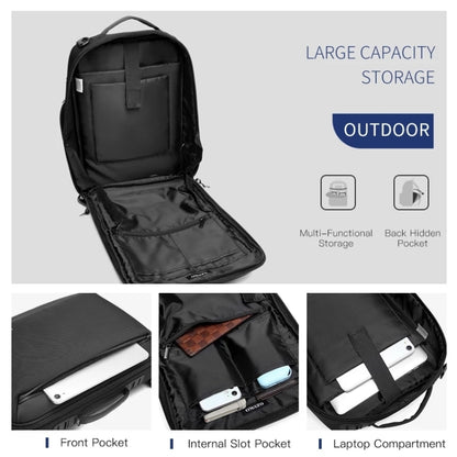 Ozuko Business Laptop USB Backpack Men Schoolbag(Dark Gray) - Backpack by ozuko | Online Shopping South Africa | PMC Jewellery | Buy Now Pay Later Mobicred