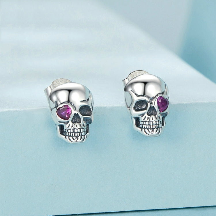 S925 Sterling Silver Oxidized Dark Style Skull Earrings Halloween Earrings(SCE1771) - Stud Earrings & Earrings by PMC Jewellery | Online Shopping South Africa | PMC Jewellery | Buy Now Pay Later Mobicred