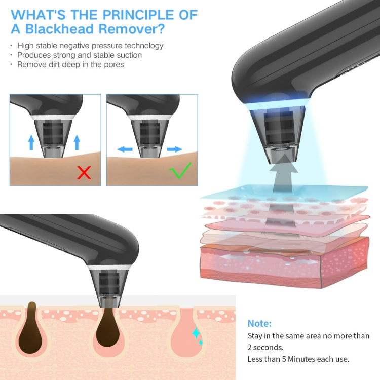 Electric Beauty Instrument Face Pore Remover Blackhead Acne Cleaner(Black) - Beauty Instrument by PMc TechLife | Online Shopping South Africa | PMc TechLife | Buy Now Pay Later Mobicred