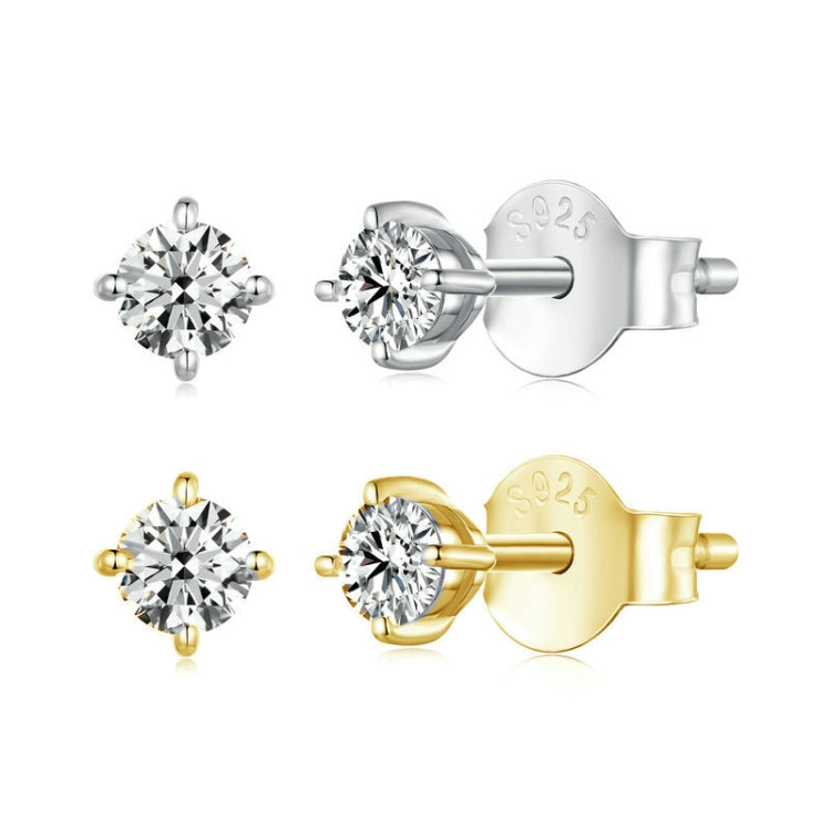 MSE038 S925 Sterling Silver Moissanite Earrings, Color: 0.5ct Gold - Stud Earrings & Earrings by PMC Jewellery | Online Shopping South Africa | PMC Jewellery | Buy Now Pay Later Mobicred