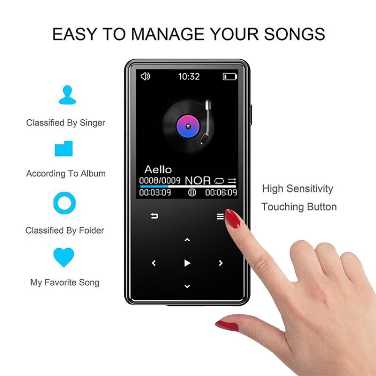 Bluetooth MP3/MP4 Music Player Portable Walkman, Memory: 16GB(Black) - MP4 Player by PMC Jewellery | Online Shopping South Africa | PMC Jewellery | Buy Now Pay Later Mobicred