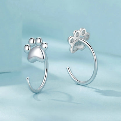 S925 Sterling Silver Pet Paw Print Earrings(SCE1760) - Stud Earrings & Earrings by PMC Jewellery | Online Shopping South Africa | PMC Jewellery | Buy Now Pay Later Mobicred