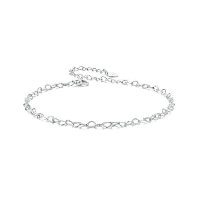 S925 Sterling Silver Platinum-plated Heart Buckle Anklet(BST007) - Anklets by PMC Jewellery | Online Shopping South Africa | PMC Jewellery | Buy Now Pay Later Mobicred