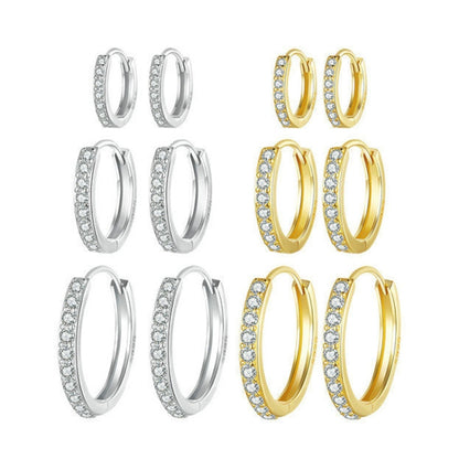 S925 Sterling Silver Gold-plated Silver Hoop Earrings Ear Ornaments, Color: Gold L - Stud Earrings & Earrings by PMC Jewellery | Online Shopping South Africa | PMC Jewellery | Buy Now Pay Later Mobicred