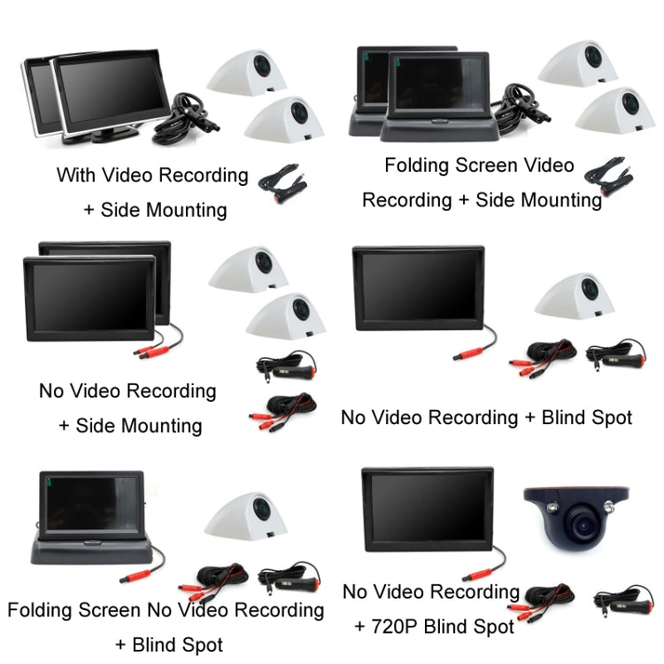 5 Inch AHD Video Monitor Car Reversing High-Definition Camera, Specification: Folding Screen No Video Recording + Blind Spot - Rear View Cameras by PMC Jewellery | Online Shopping South Africa | PMC Jewellery | Buy Now Pay Later Mobicred