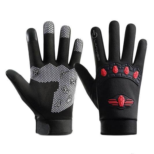 LANYIER Fall Winter Men Outdoor Motorcycle Gloves Riding Warm Windproof Anti-Slip Waterproof Touch Screen Gloves, Size: Average(Red) - Safety Gloves by LANYIER | Online Shopping South Africa | PMC Jewellery | Buy Now Pay Later Mobicred