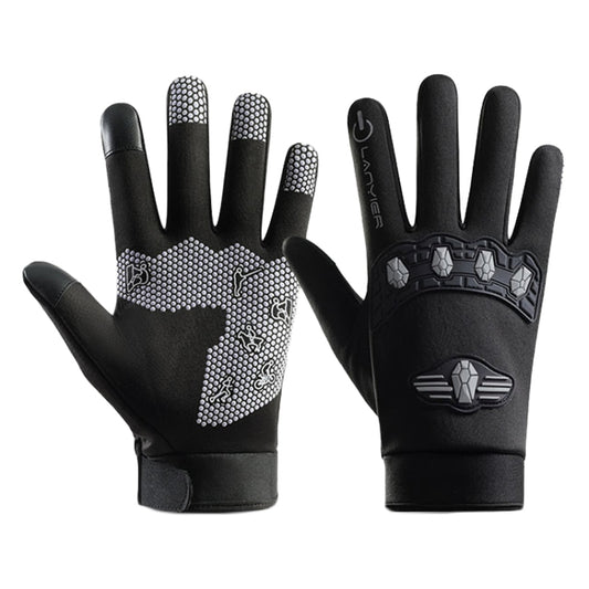 LANYIER Fall Winter Men Outdoor Motorcycle Gloves Riding Warm Windproof Anti-Slip Waterproof Touch Screen Gloves, Size: Average(Gray) - Safety Gloves by LANYIER | Online Shopping South Africa | PMC Jewellery | Buy Now Pay Later Mobicred