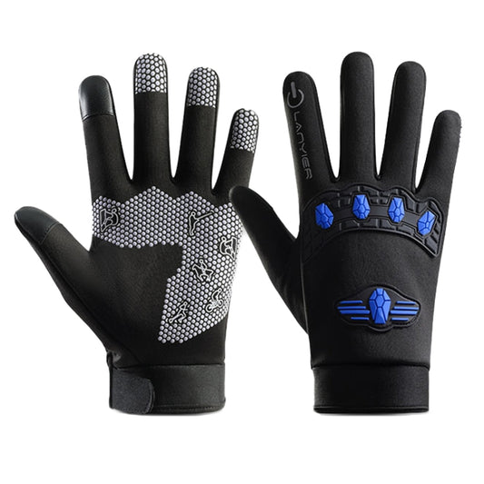 LANYIER Fall Winter Men Outdoor Motorcycle Gloves Riding Warm Windproof Anti-Slip Waterproof Touch Screen Gloves, Size: Average(Blue) - Safety Gloves by LANYIER | Online Shopping South Africa | PMC Jewellery | Buy Now Pay Later Mobicred