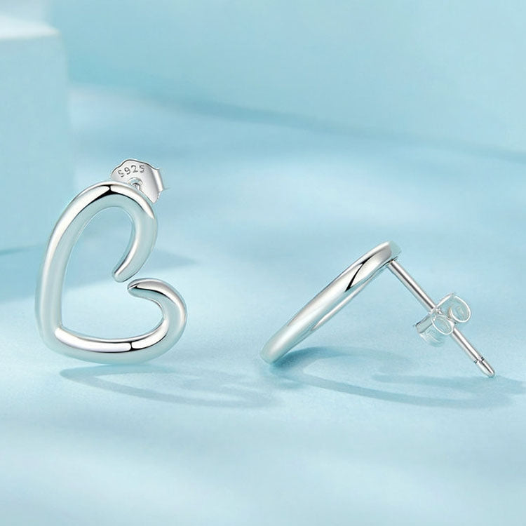 S925 Sterling Silver Oxidized Heart Earrings(SCE1769) - Stud Earrings & Earrings by PMC Jewellery | Online Shopping South Africa | PMC Jewellery | Buy Now Pay Later Mobicred