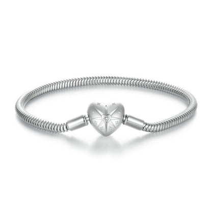 S925 Sterling Silver Star Heart DIY Basic Bracelet(19CM) - Bracelets by PMC Jewellery | Online Shopping South Africa | PMC Jewellery | Buy Now Pay Later Mobicred