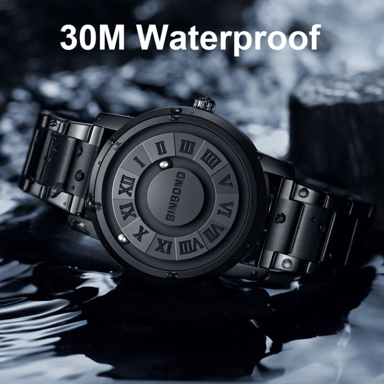 BINBOND B234 30m Waterproof Magnetic Suspension Watch, Color: Black Leather-Black Steel-Black - Leather Strap Watches by BINBOND | Online Shopping South Africa | PMC Jewellery | Buy Now Pay Later Mobicred