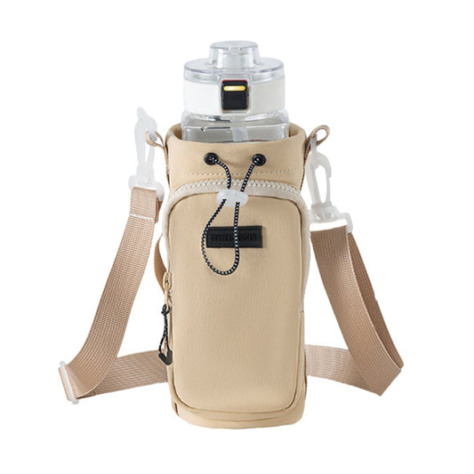 Travel Season Outdoor Portable Water Bottle Bag Large Capacity Crossed Mug Protective Cover Travel Mug Bag(Beige) - Kettle Bags by Travel Season | Online Shopping South Africa | PMC Jewellery | Buy Now Pay Later Mobicred