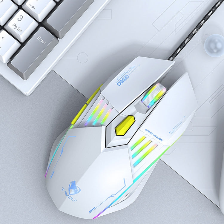 T-WOLF G560 6-keys Cool Breathing Light Gaming Wired Mouse Mechanical Office Silent Mouse(Gray) - free shipping - PMC TechLife - Order now!