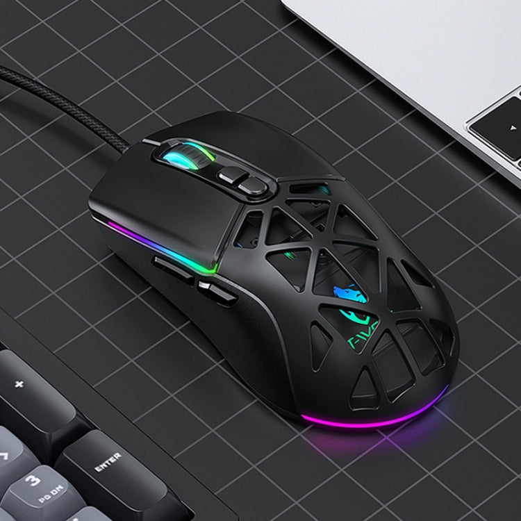 T-WOLF G520 7-keys RGB Marquee Honeycomb Hollow Gaming Wired Mouse(Black) - Wired Mice by T-WOLF | Online Shopping South Africa | PMC TechLife | Buy Now Pay Later Mobicred