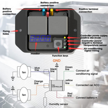 24V Digital Radiator Fan Controller Switch Automotive Fan Wiring Harness - Automobiles Sensors by PMC Jewellery | Online Shopping South Africa | PMC Jewellery | Buy Now Pay Later Mobicred