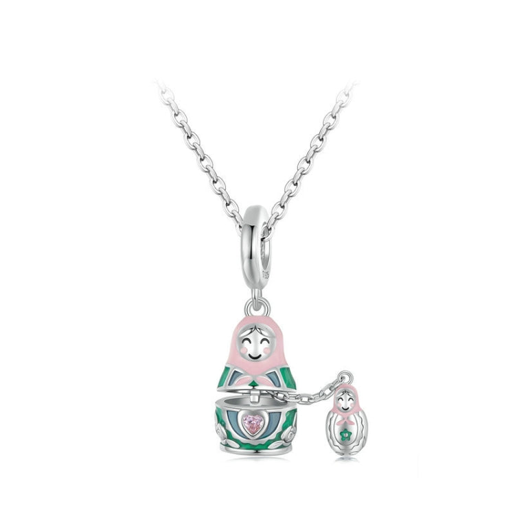 S925 Sterling Silver Platinum-Plated Cute Doll Pendant Jewelry Beads(SCC2901) - Jewelry Accessories by PMC Jewellery | Online Shopping South Africa | PMC Jewellery | Buy Now Pay Later Mobicred