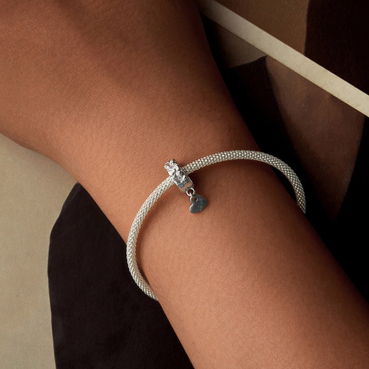 S925 Sterling Silver Platinum-Plated Bow Heart Positioning Buckle Bracelet Accessories Beaded(SCC2903) - Jewelry Accessories by PMC Jewellery | Online Shopping South Africa | PMC Jewellery | Buy Now Pay Later Mobicred