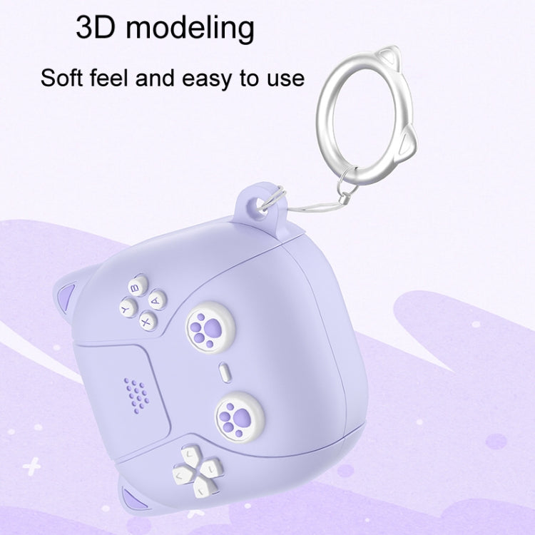 For Samsung Galaxy Buds 2 / Live / Pro / 2 Pro / FE Cute Cats Silicone Soft Shell Earphone Protector(Light Purple) - Samsung Earphone Case by PMC Jewellery | Online Shopping South Africa | PMC Jewellery | Buy Now Pay Later Mobicred